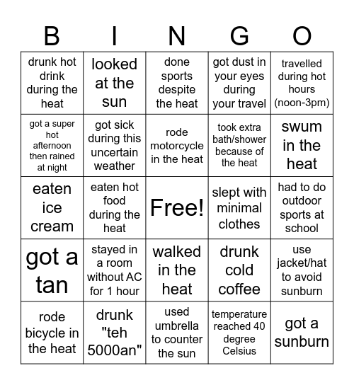 have you ever - SEA heat edition Bingo Card