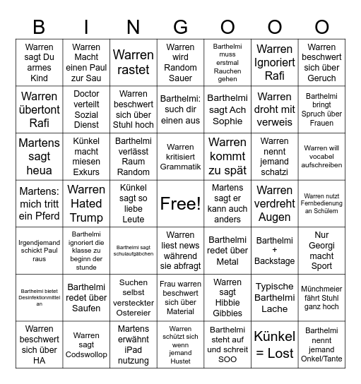 11B Bingo Card