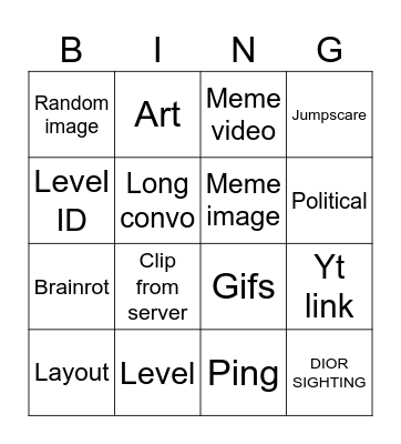 Media bingo Card