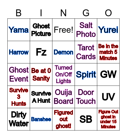 Roblox Blair Bingo Card