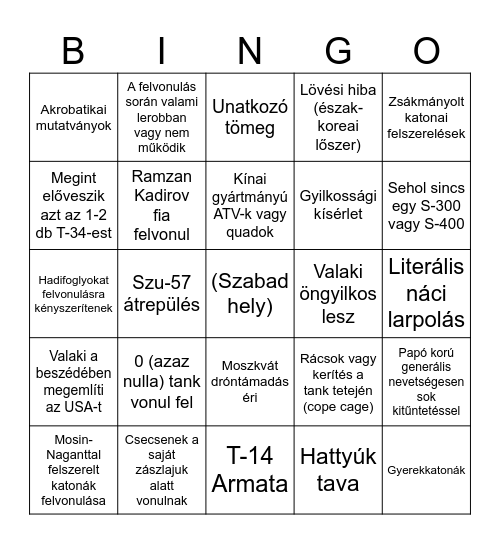 Orosz gyözelem napi Bingo Card