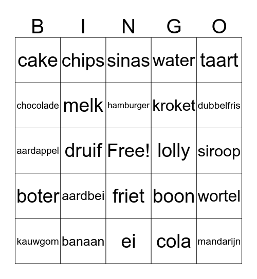 Boeg's Bakery Bingo Card