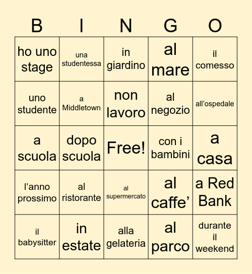 LAVORO Bingo Card