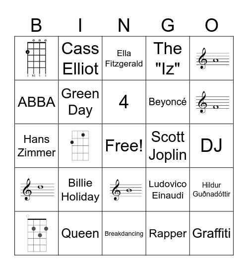 General Music Bingo Card