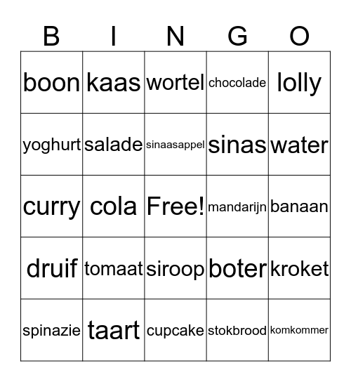 Boeg's Bakery Bingo Card