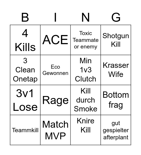 Valo Bingo Card