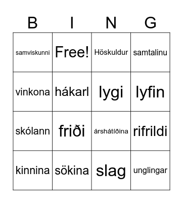 Eldurinn -21:30 Heima Bingo Card