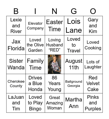 MARTHA ANN Bingo Card