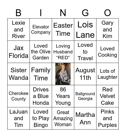 MARTHA ANN Bingo Card