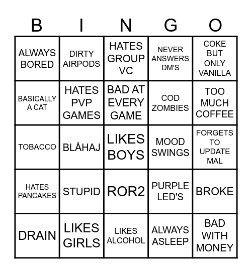 OFFICIAL DEZII BINGO Card