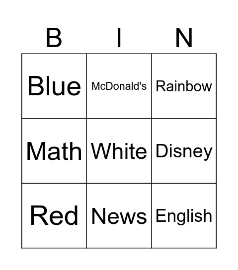 Class Bingo Card