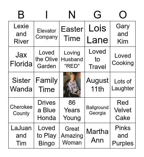 MARTHA ANN Bingo Card