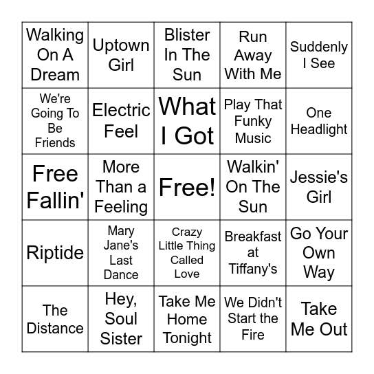 Round 2 - Road Trip Bingo Card