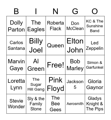 1970's Bingo Card