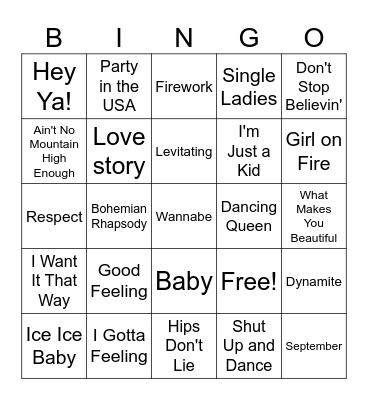 Music Bingo Card