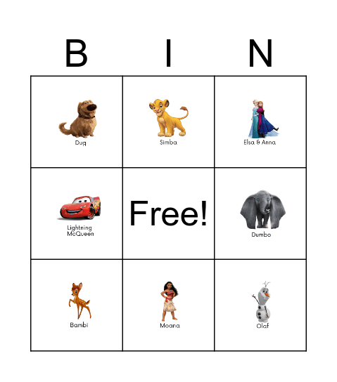 Disney Bingo Card