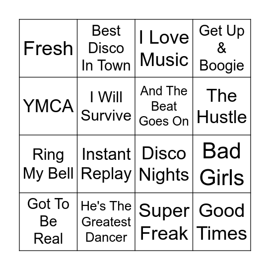 STUDIO 54 - D2/4 - GAME 3 Bingo Card