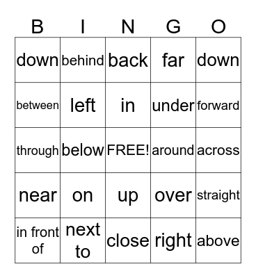 Transportation & Directions Bingo Card