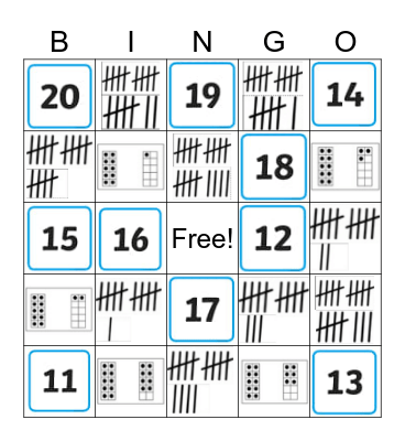 Numbers in the Teens Bingo Card