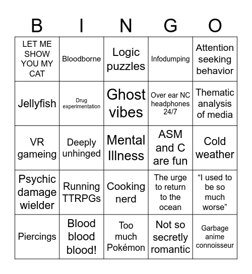 IceLaic Bingo Card