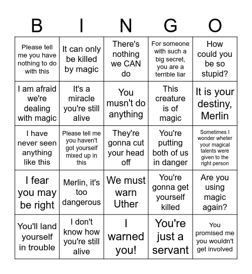 Gaius' quotes Bingo Card
