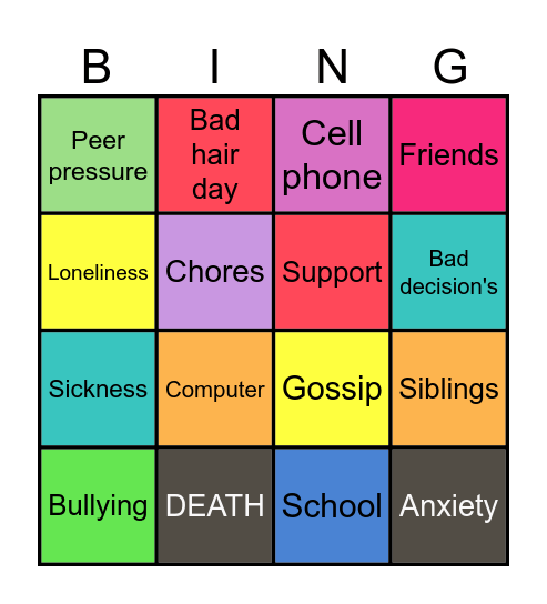 Facing Adversity Bingo Card