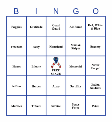 Memorial Day Bingo Card