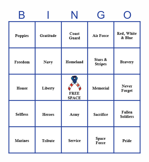 Memorial Day Bingo Card