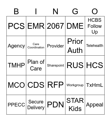 LTSS Bingo Card