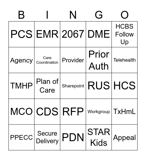 LTSS Bingo Card