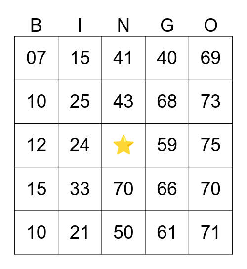 Bingo Lotería Bingo Card