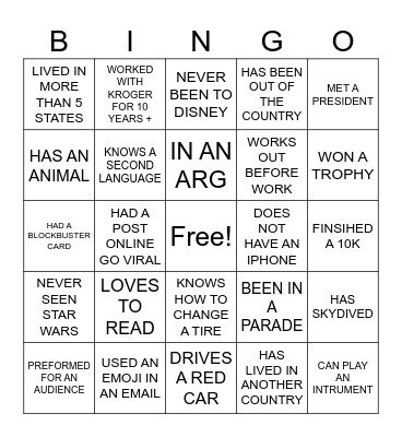 KROGER SHUFFLE Bingo Card