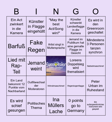 Eurovision Song Contest 2024 Bingo! Bingo Card