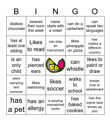 Got To Know You Bingo Card