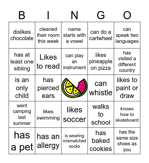 Got To Know You Bingo Card