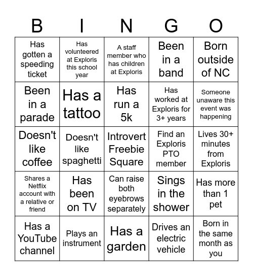 Mingle Bingo... Find someone who: Bingo Card