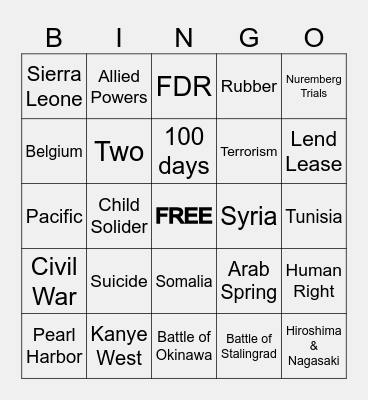 Final Review BINGO Card