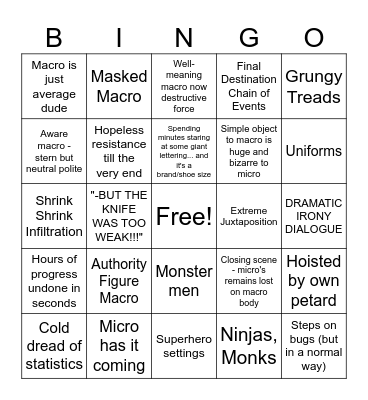 nona macro bingo Card