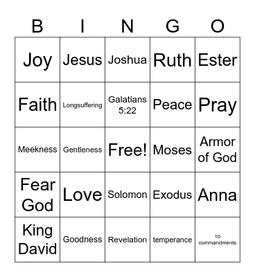 Bible Bingo Card