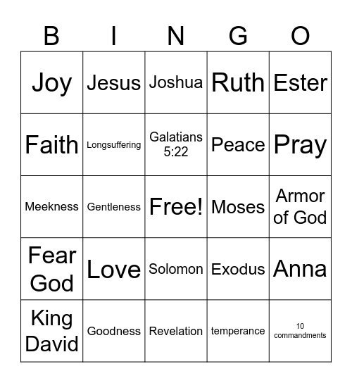 Bible Bingo Card