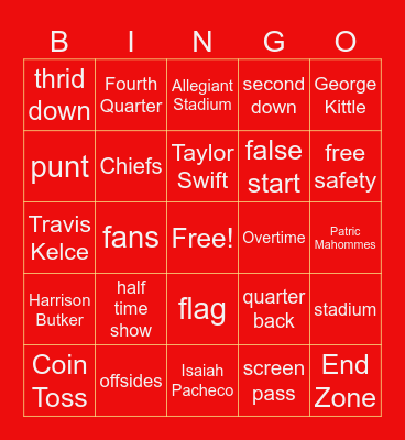 FOOTBALL BINGO TEAM EVENT Bingo Card