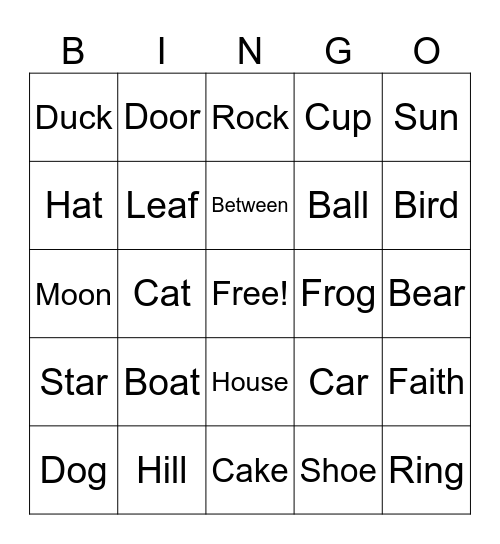 Vocab Bingo Card