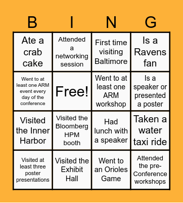 Bloomberg Academy Health ARM Bingo Card