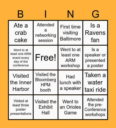 Bloomberg Academy Health ARM Bingo Card