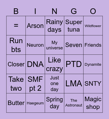 @inTAEliJINt_amy Bingo Card