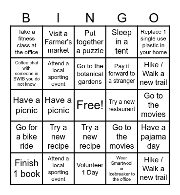 Spring Bingo Challenge Bingo Card