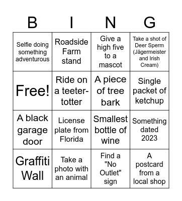 Girls Weekend Away Bingo Card