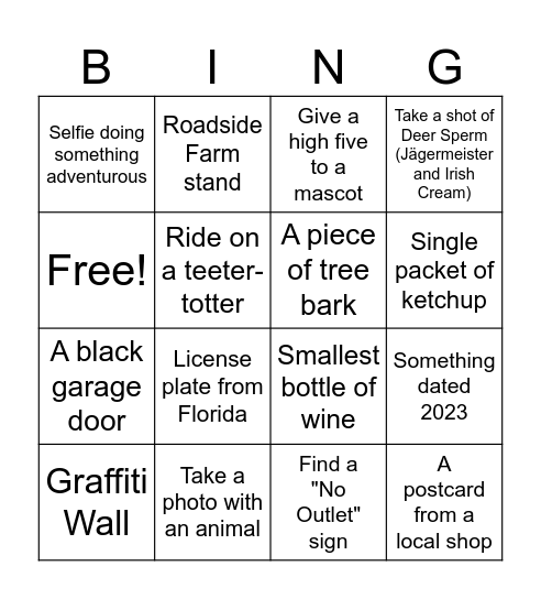 Girls Weekend Away Bingo Card