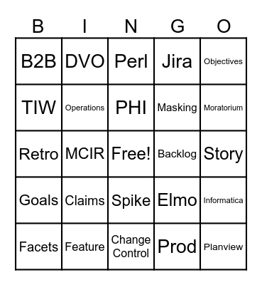The Infinity Watch Buzzword Bingo! Bingo Card
