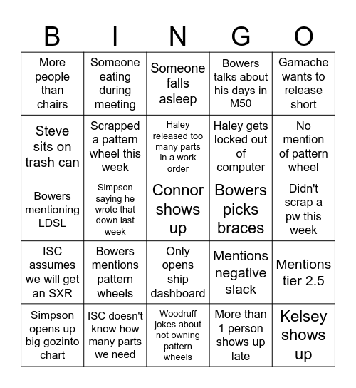 Dispatch Bingo Card